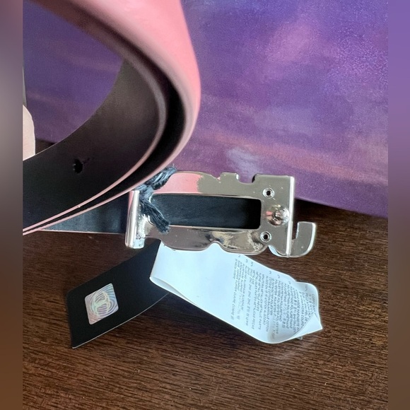 JUST CAVALLI Dusty Rose Leather Silver Buckle Belt Size 80 main image 5